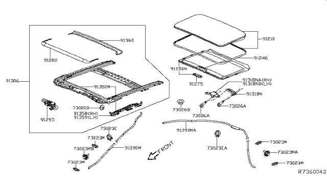 2013 Nissan Altima Sedan Sun Roof Parts Diagram