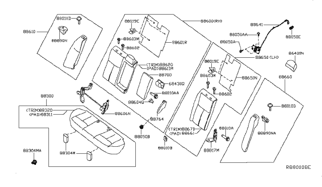 2014 Nissan Altima Cushion Assembly Rear Seat Diagram for 88300-3TA0A