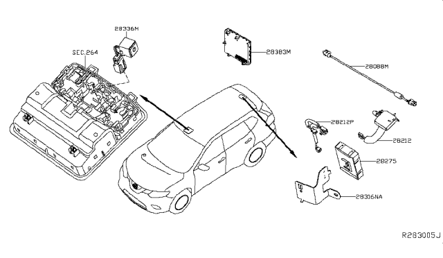 2018 Nissan Altima Antenna Assy-Telephone Diagram for 28212-9HU0A