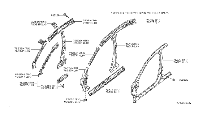 2013 Nissan Altima Reinforce-Front Pillar,Outer LH Diagram for G6215-3TAMA