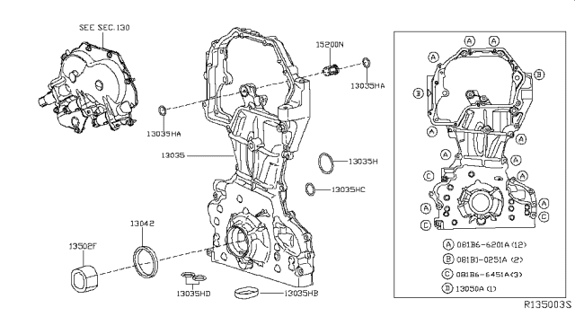 2014 Nissan Altima Front Cover,Vacuum Pump & Fitting Diagram 1