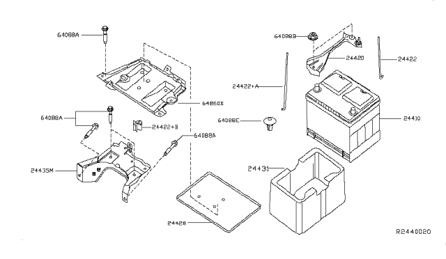 2014 Nissan Altima Sedan Battery & Battery Mounting Diagram