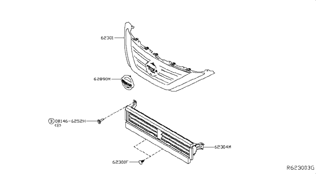 2018 Nissan Altima Grille-Radiator Lower Diagram for 62330-9HS0B