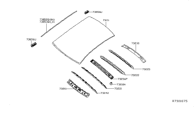 2015 Nissan Altima Clip-Moulding Diagram for 73856-3TA0A