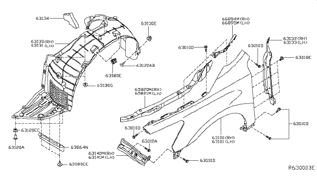 2013 Nissan Altima Front Fender & Fitting Diagram