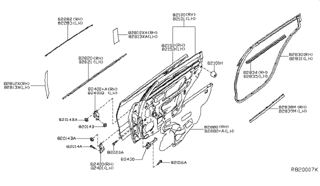 2018 Nissan Altima Rear Door Panel & Fitting Diagram 2