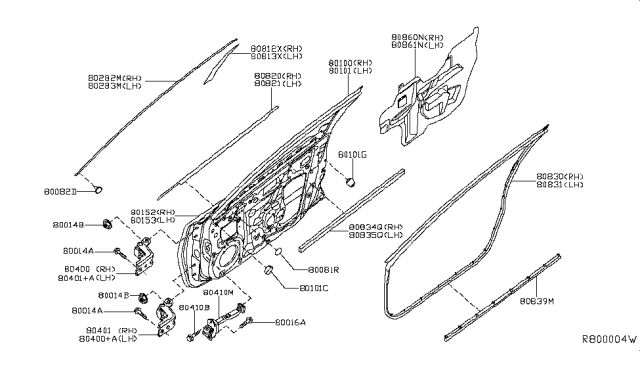 2014 Nissan Altima Front Door Panel & Fitting Diagram