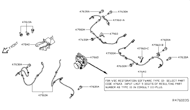 2015 Nissan Altima Aniti Skid Actuator And Ecu Assembly Diagram for 47660-9HR0A