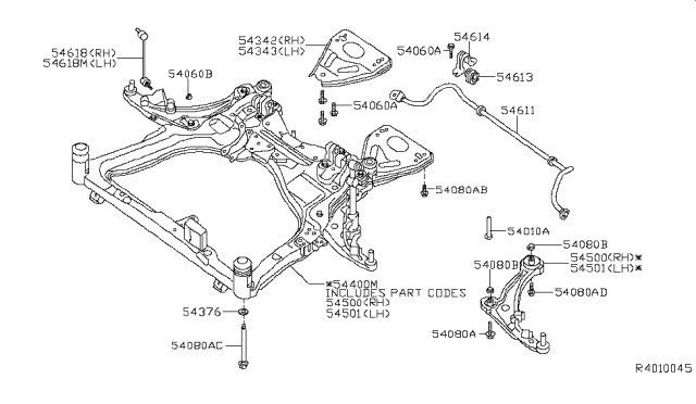 2014 Nissan Altima Link Complete-Transverse,Lh Diagram for 54501-3TA0A