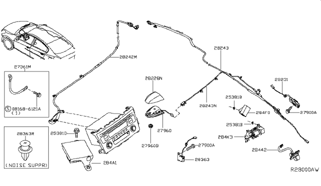 2013 Nissan Altima Noise Suppressor Diagram for 28362-3TA0A