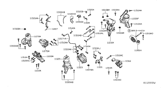 2014 Nissan Altima Engine & Transmission Mounting Diagram 2