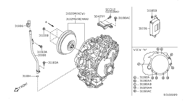 2013 Nissan Altima Auto Transmission,Transaxle & Fitting Diagram 4