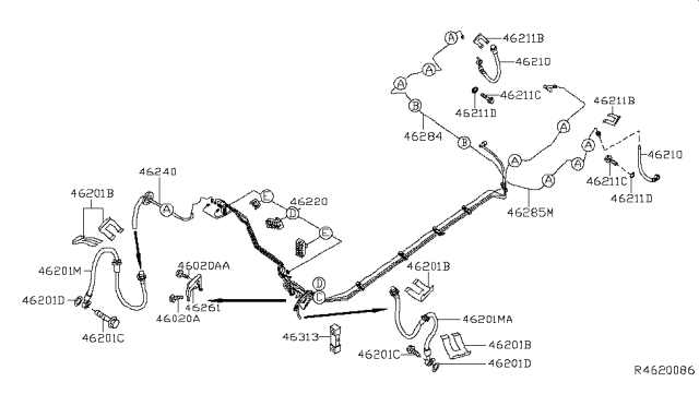 2018 Nissan Altima Hose Assy-Brake,Front Diagram for 46210-3TA0B