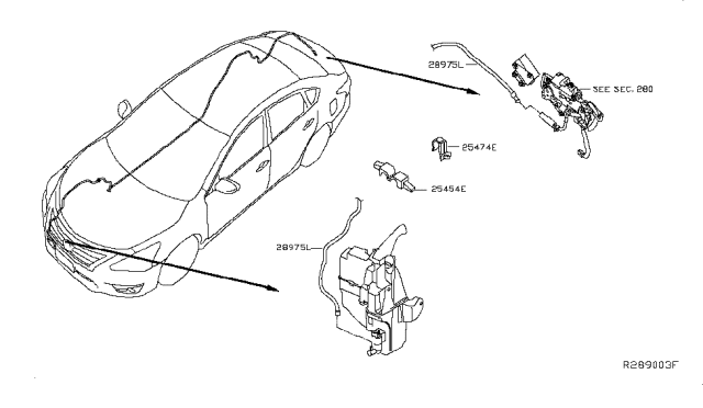 2013 Nissan Altima Tube Assembly - Back Window Washer Diagram for 28975-3TA0A