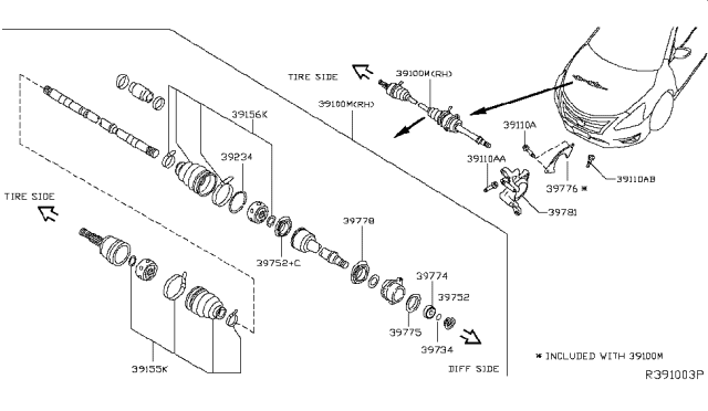 2018 Nissan Altima Front Drive Shaft (FF) Diagram 1