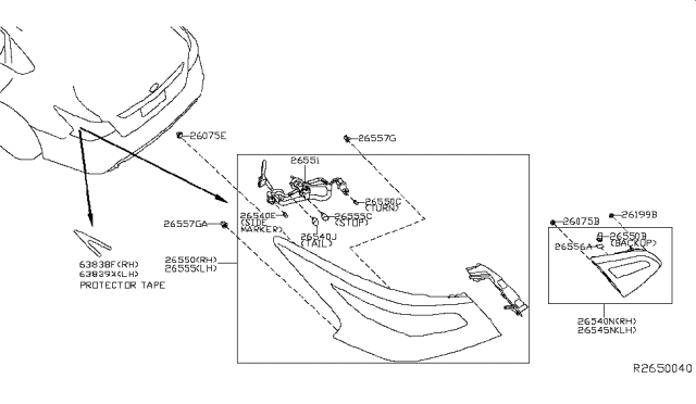 2017 Nissan Altima High Mounting Stop Lamp Socket Assembly Diagram for 26556-3M100