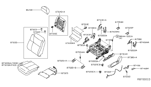 2014 Nissan Altima Front Seat Diagram 1