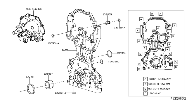 2018 Nissan Altima Front Cover,Vacuum Pump & Fitting Diagram 1