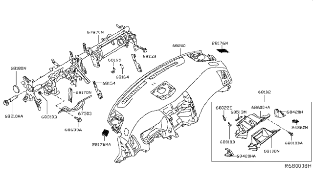 2015 Nissan Altima Panel-Instrument LOWR, Assist Diagram for 68510-3TA0A