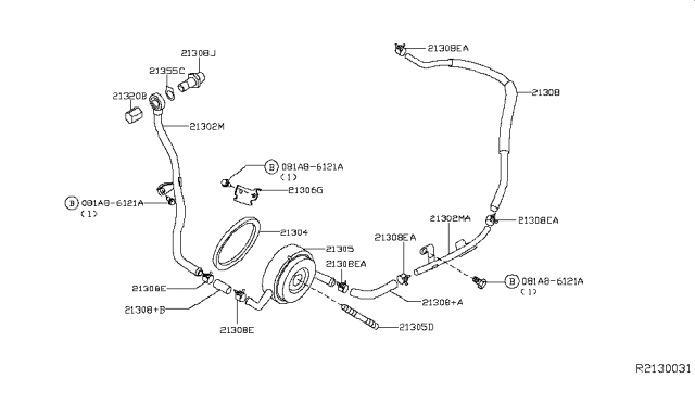 2015 Nissan Altima Cooler ASY Oil Diagram for 21305-JA13B