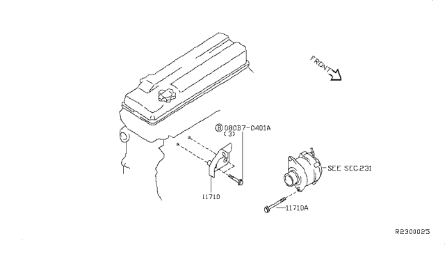 2013 Nissan Altima Bracket Alternator Diagram for 11710-3TA0A