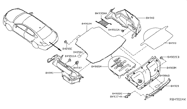 2018 Nissan Altima Trunk & Luggage Room Trimming Diagram