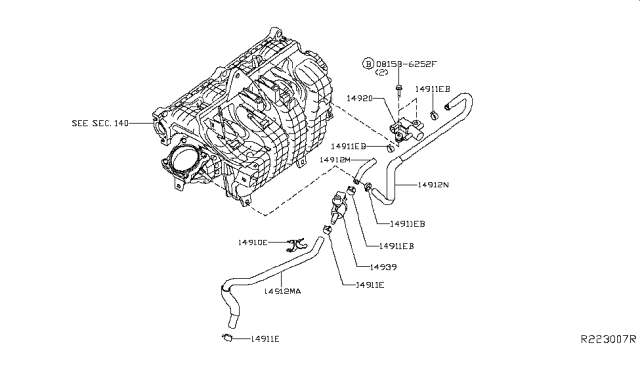 2015 Nissan Altima Tube EVAP Control Diagram for 14912-3TA1A