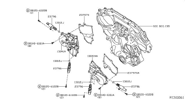 2018 Nissan Altima Cover Assembly Valve Timing Control Diagram for 13041-3TA1A