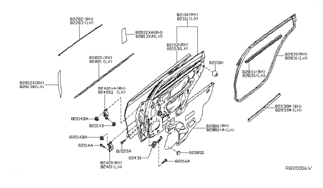 2016 Nissan Altima Link-Check,Rear Door Diagram for 82430-9HP0A