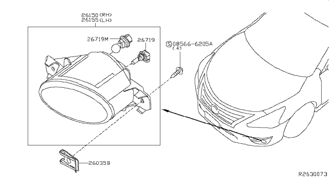 2017 Nissan Altima Lamp Assembly-Fog,LH Diagram for 26155-1HA0A