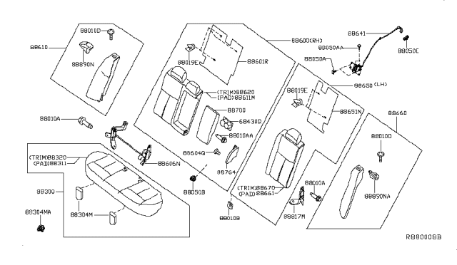 2016 Nissan Altima Sedan Rear Seat Diagram 1