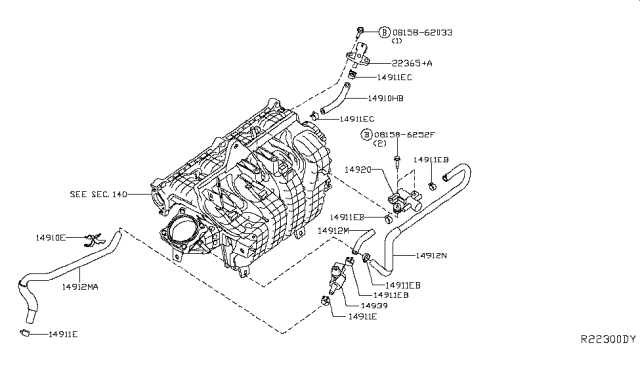 2018 Nissan Altima Tube-Anti Evaporation Control Diagram for 14912-3TA2A