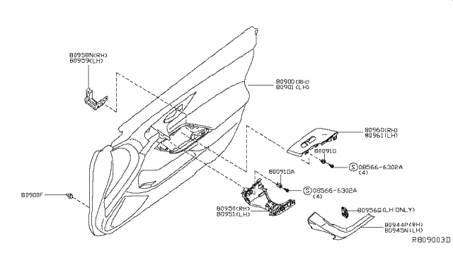 2018 Nissan Altima Finisher Assy-Front Door,LH Diagram for 80901-9HS1B