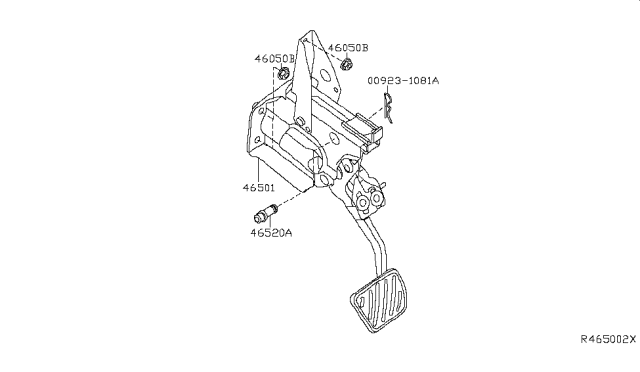 2014 Nissan Altima Pedal Assy-Brake W/Bracket Diagram for 46501-3TA0B