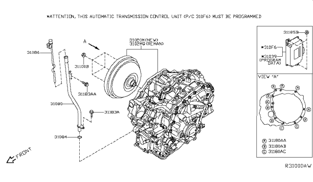 2016 Nissan Altima Auto Transmission,Transaxle & Fitting Diagram 1