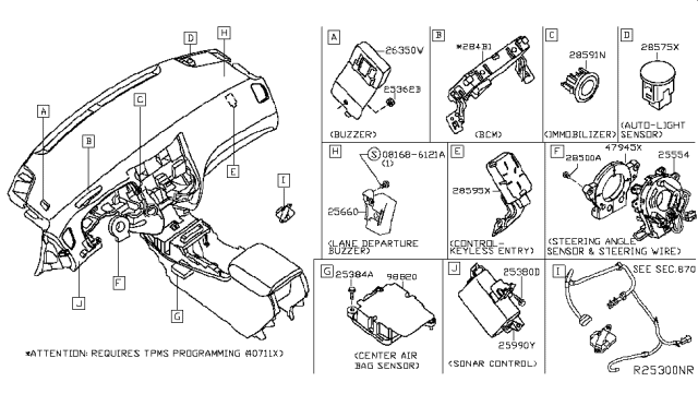 2018 Nissan Altima Sensor-Side,Air Bag Center Diagram for 98820-9HS9A