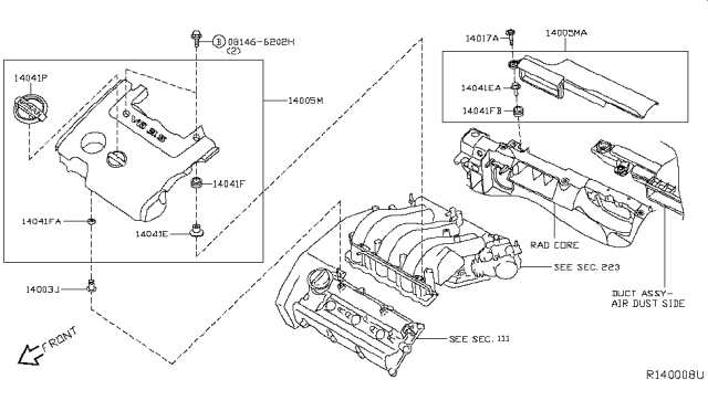 2014 Nissan Altima Cover-Intake Manifold Collector Diagram for 14041-JA11A