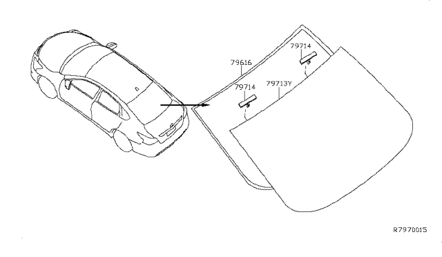 2013 Nissan Altima Glass-Back Window Diagram for 79712-3TA1A