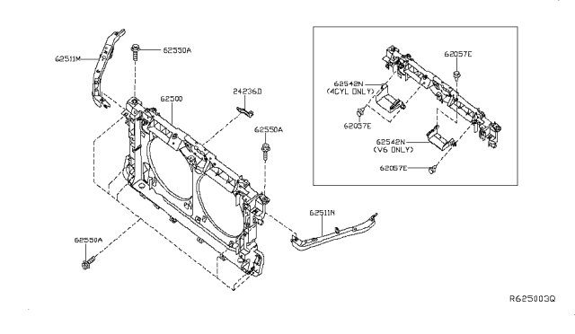 2018 Nissan Altima Front Apron & Radiator Core Support Diagram