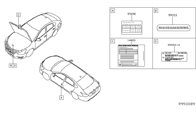 2017 Nissan Altima Caution Plate & Label Diagram 1