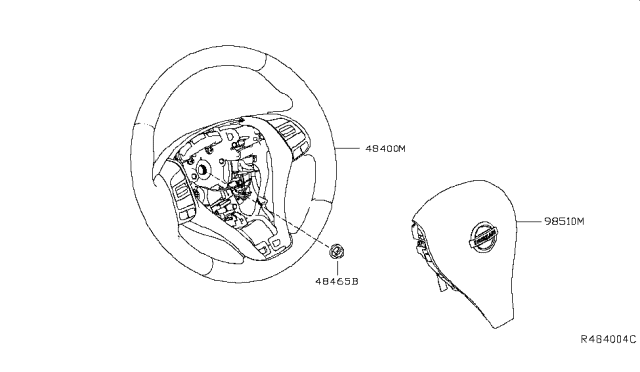 2017 Nissan Altima Steering Wheel Assembly W/O Pad Diagram for 48430-9HS8A