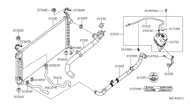 2017 Nissan Altima Hose - Auto Transmission Oil Cooler Diagram for 21633-9HS1A