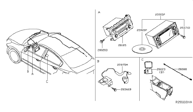 2017 Nissan Altima Control ASY-Navigation Diagram for 25915-9HT2A