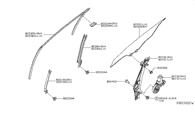 2013 Nissan Altima Motor Assy-Regulator,LH Diagram for 80731-3TA0B