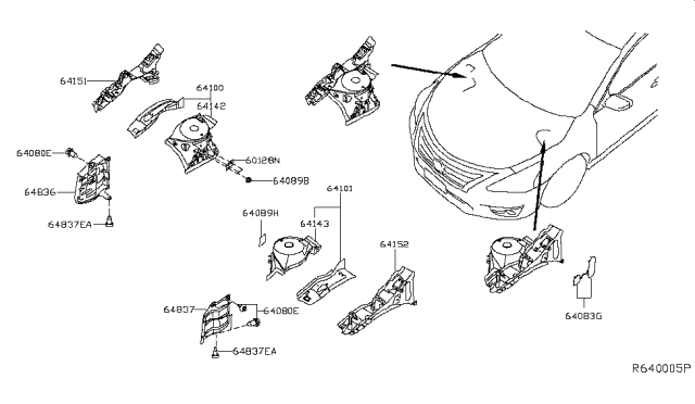 2016 Nissan Altima Reinforcement HOODLEDGE RH Diagram for F4180-3TAMA