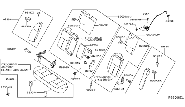 2017 Nissan Altima Sedan Rear Seat Diagram 1