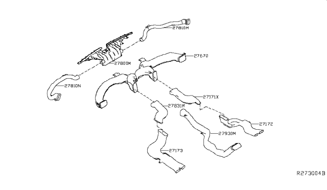 2017 Nissan Titan Duct-Floor,Rear Ventilator Diagram for 27930-EZ00A