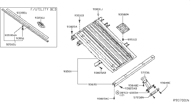 2019 Nissan Titan Rear Body Floor & Fitting Diagram