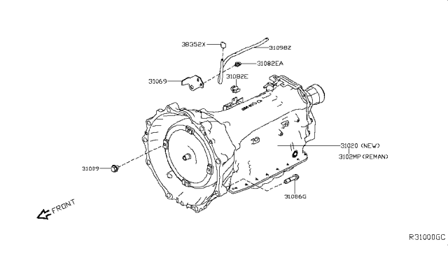 2019 Nissan Titan Auto Transmission,Transaxle & Fitting Diagram 3