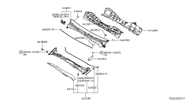 2016 Nissan Titan Cowl Top & Fitting Diagram 2